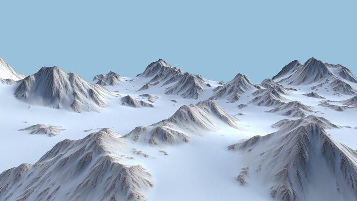 Snow Mountains Valley 3D Model