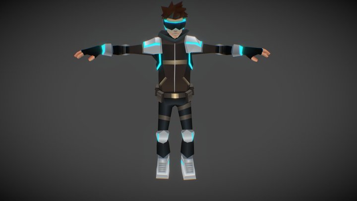 Animated Sci-Fi Lowpoly Character 3D Model