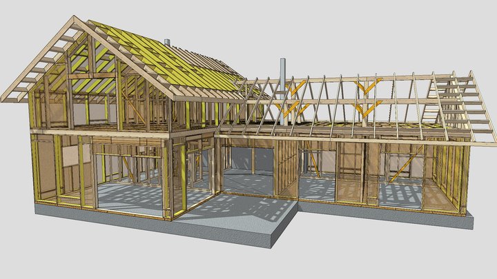 C2316 - 3D модель проекту КД СІП будинку 3D Model