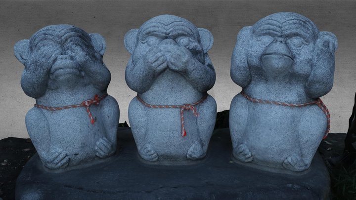 See no evil🙈, hear no evil🙊, speak no evil🙉 3D Model