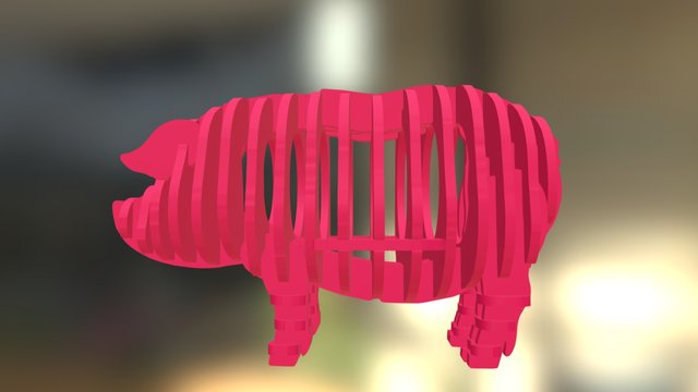 3D Layered Pig Statue 3D Model