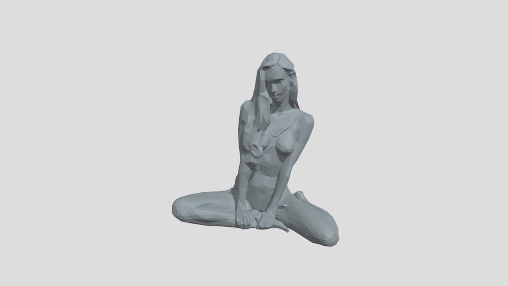 Lowpoly Female On Her Knees
