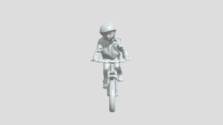 Young child riding bike on dirt trail 3D Model