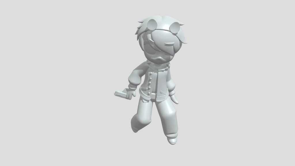 Stylized boy holding a toy gun