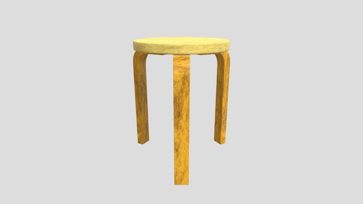 Aalto Stool – Minimal Wooden Stool PBR 3D Model 3D Model
