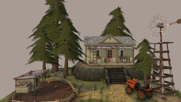 DAE Diorama retake - Small farm 3D Model