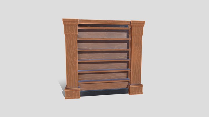 Stylized Bookshelf 3D Model