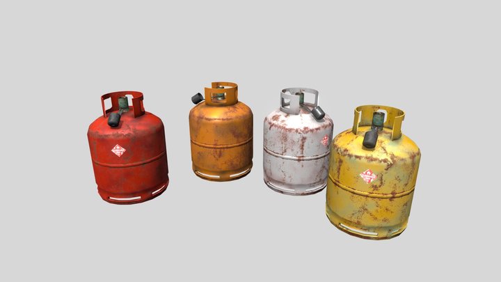 Small Flammable Gas Tank For Games 3D Model