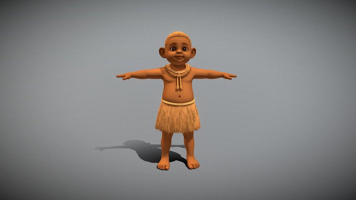 Stylized Tribal Village Child Character_M – Kostenloses 3D-Modell STL