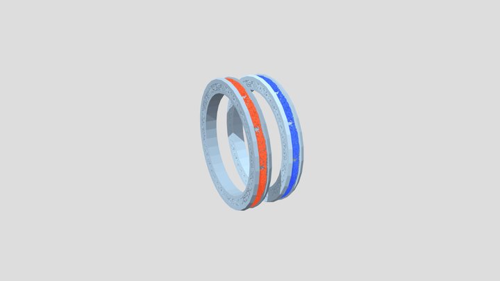 Red And Blue Rings 3D Model