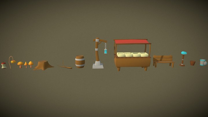 Environment Prop Models for Kuisje Huisje 3D Model