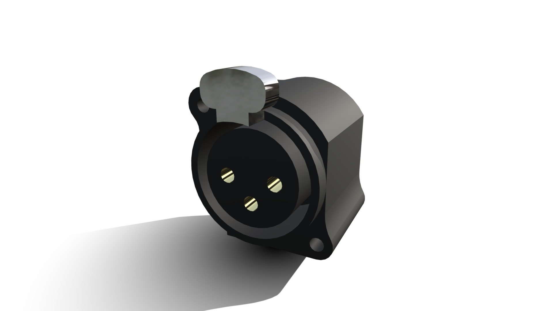 XLR NC3FAH1 Female PCB Mount Connector — Sketchfab embed 3D viewer