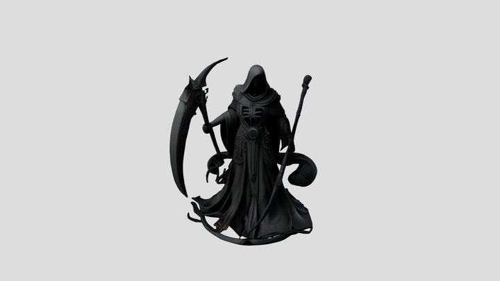 Hooded Figure With Scythe 3D Model