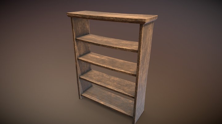 Wooden Bookshelf 3D Model