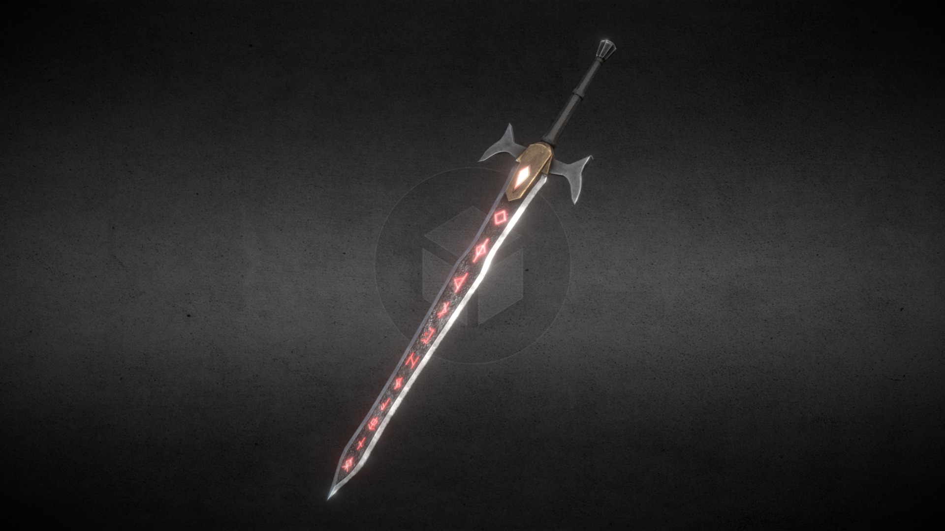 3D model Fantasy Rune Sword - This is a 3D model of the Fantasy Rune Sword. The 3D model is about a close-up of a key.