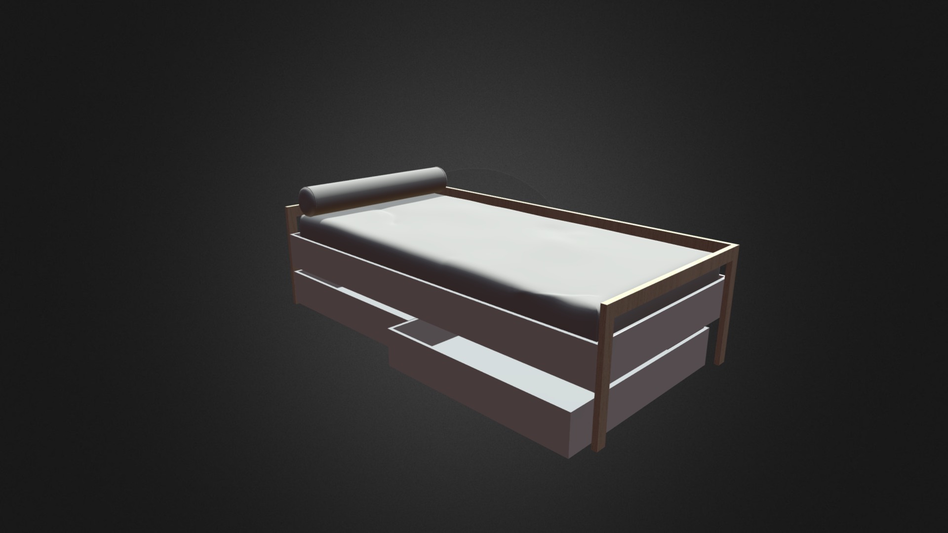3D model Grey Bed with Drawers - This is a 3D model of the Grey Bed with Drawers. The 3D model is about a wooden box with a handle.