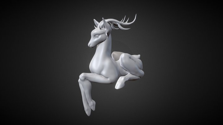 Deer lying in full growth_3D printing