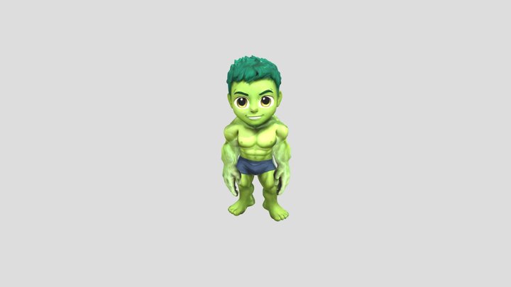 Super Hero Chibi Hulk Gangnam Style (rigged) 3D Model