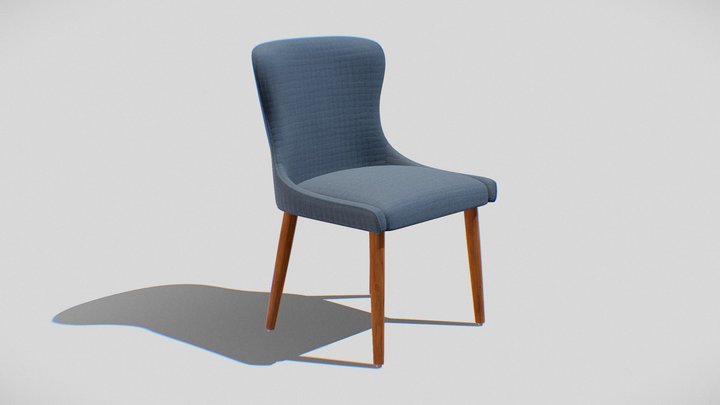 Zarah Dining Chair navy upholstered 3D Model