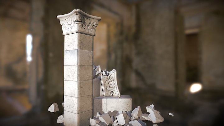 Moscow Metro Column Low Poly 3D Model