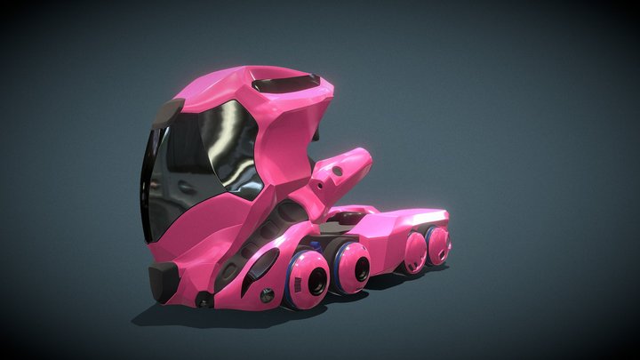 Pink 8x8 Semi Truck 3D Model