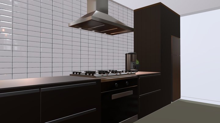 Bevelled Edge Kitchen 3D Model