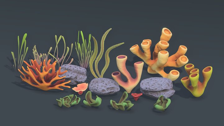 Coral Reef Stylized Pack Plant 3D Model