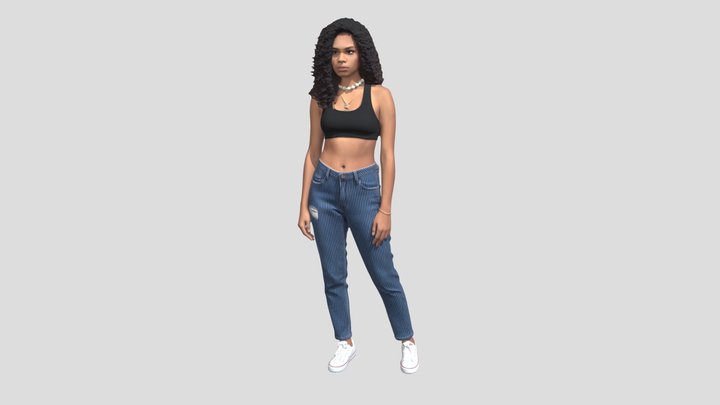 Casual Pinstripe Denim Portrait – Modelo 3D gratuito STL