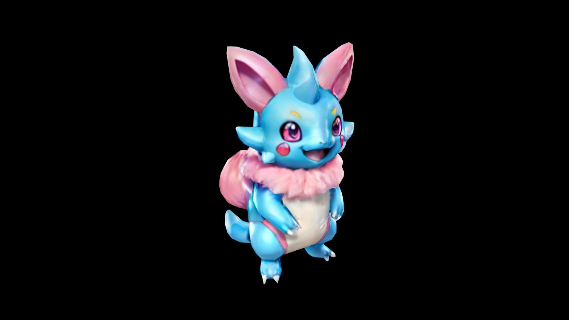 Image A Pokemon with a blue body and pink ears; - Download Free 3D ...