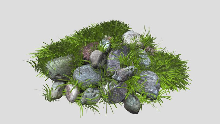 Stones And Grass 3D Model