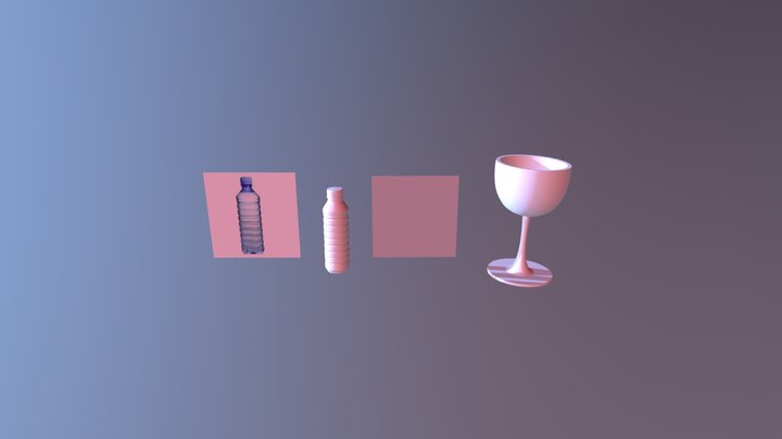 Bottle And Cup Render 3D Model