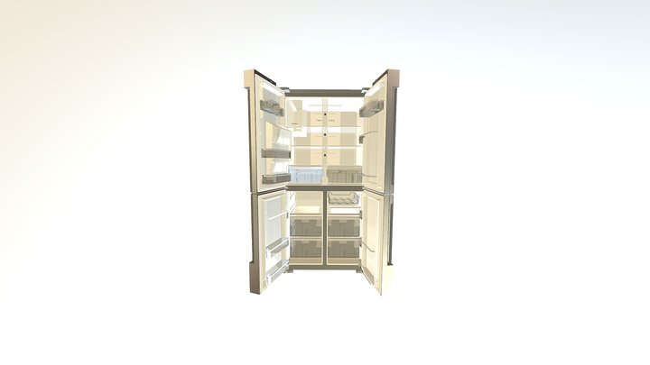 Family Hub French Door Smart Refrigerator Open 3D Model