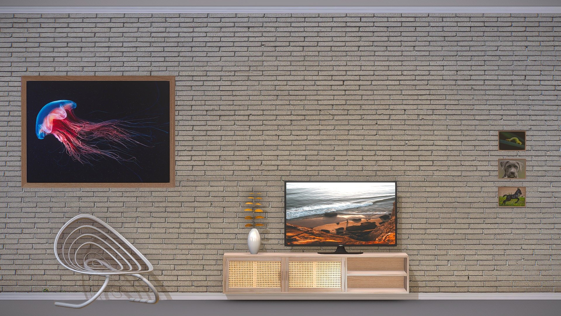 Partial Living room props Buy Royalty Free 3D model by 3Dee