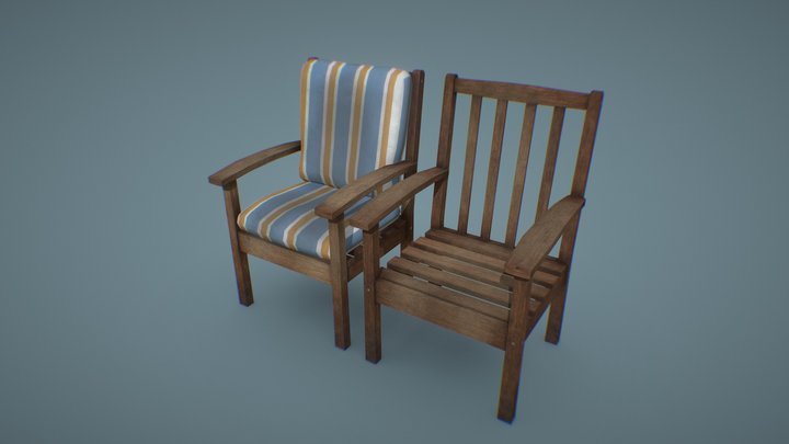 Old chair  | Game-ready | PBR | 2K 3D Model