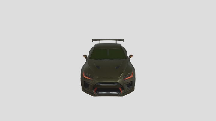 black sports car with spoiler 3D Model