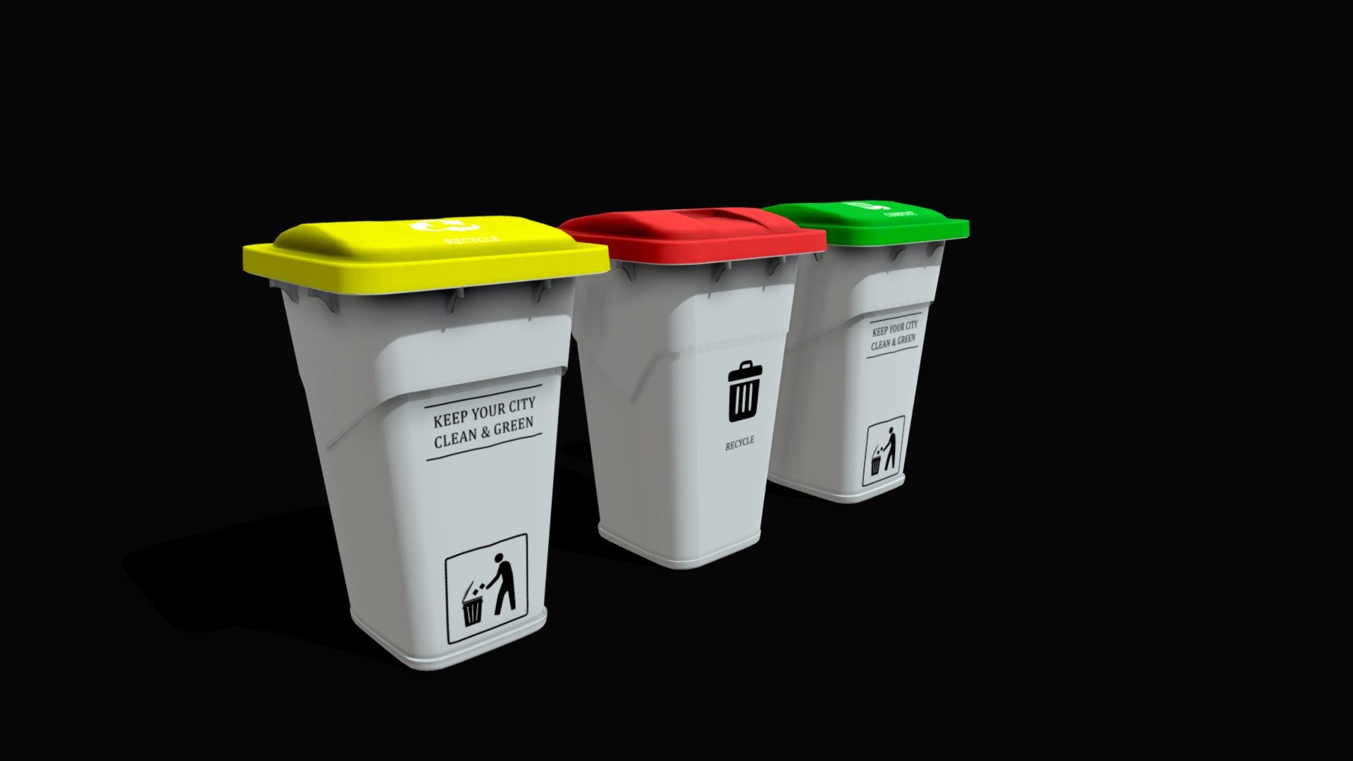 3 Wastebin 3D model by usmanhaider4747 [e74686c] Sketchfab