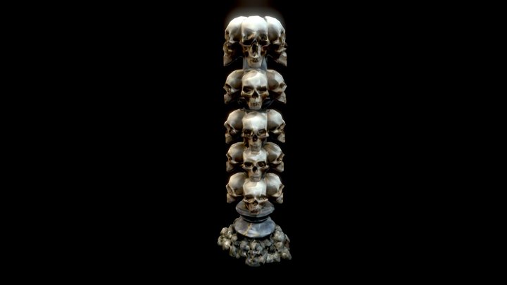 Realistic Skull Pillar 3D Model