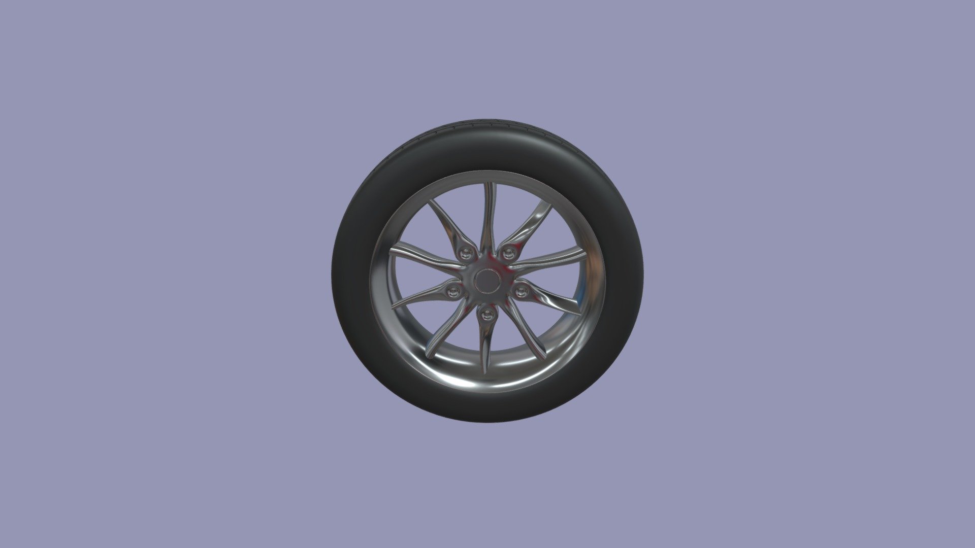 High-poly car wheel