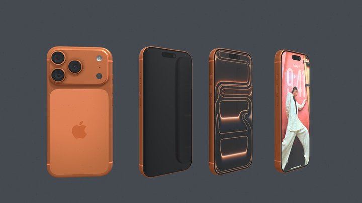 Apple Iphone 17 Pro Orange 2025 3D Model