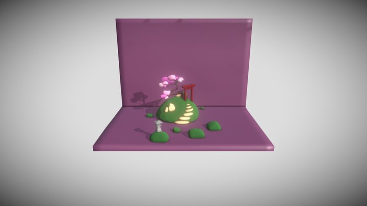 Japonese Scene Low Poly 3D Model