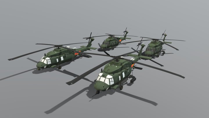 VUH-90 - Vietnam Green Hawk Helicopter – Kostenloses 3D-Modell STL