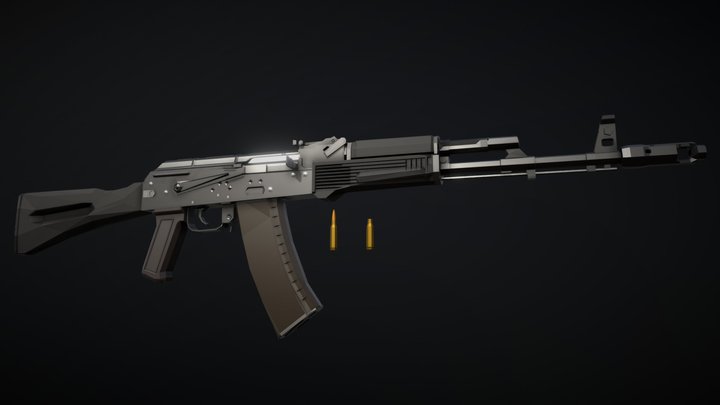 Low-Poly AK-74M – Modello 3D gratuito STL