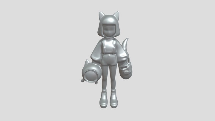 anime-style girl with cat ears 3D Model