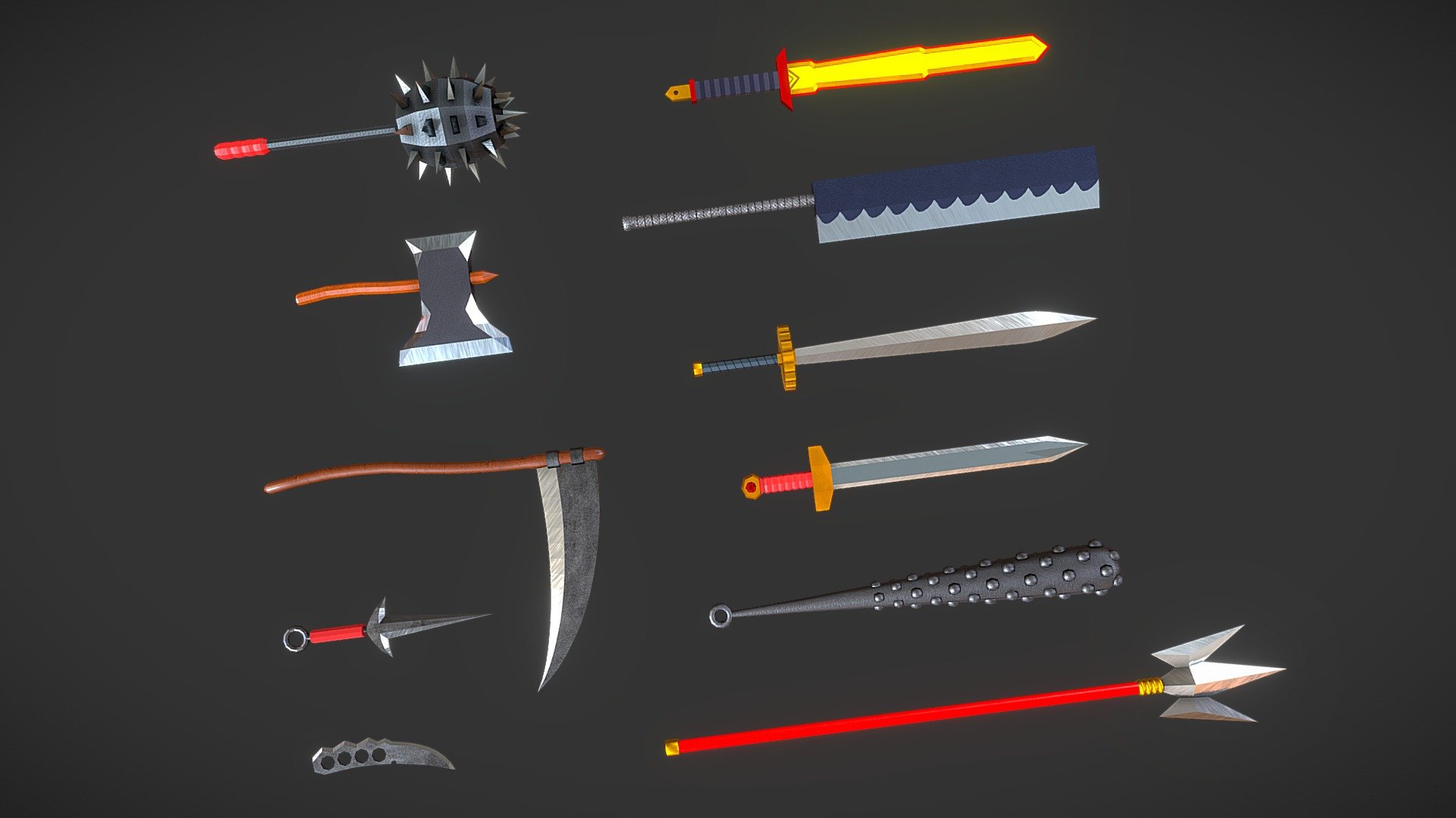 Weapon Pack - Low Poly PBR Textured Game Ready - Buy Royalty Free 3D ...