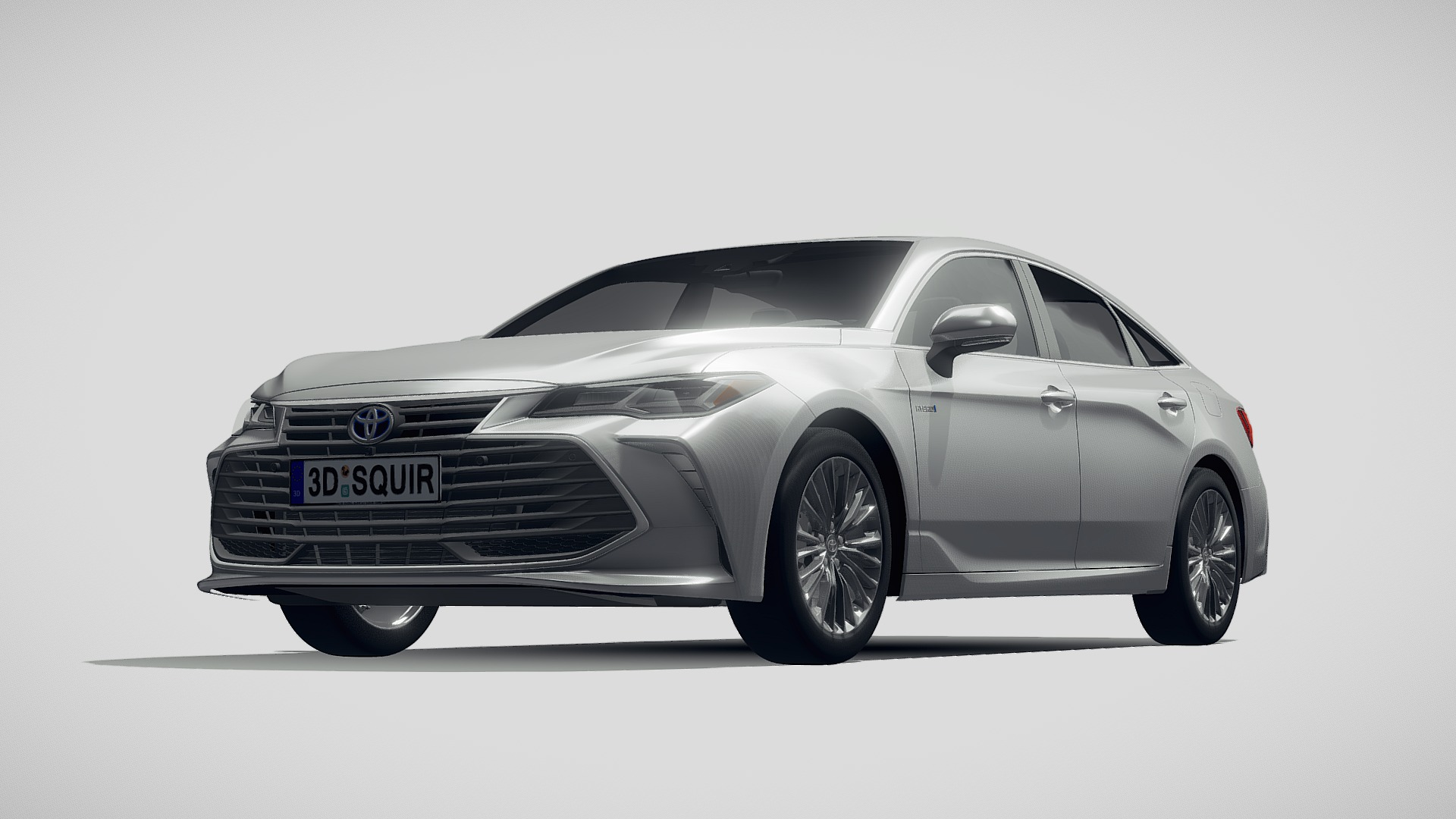 3D model Toyota Avalon Hybrid 2019 - This is a 3D model of the Toyota Avalon Hybrid 2019. The 3D model is about a silver car with a black background.