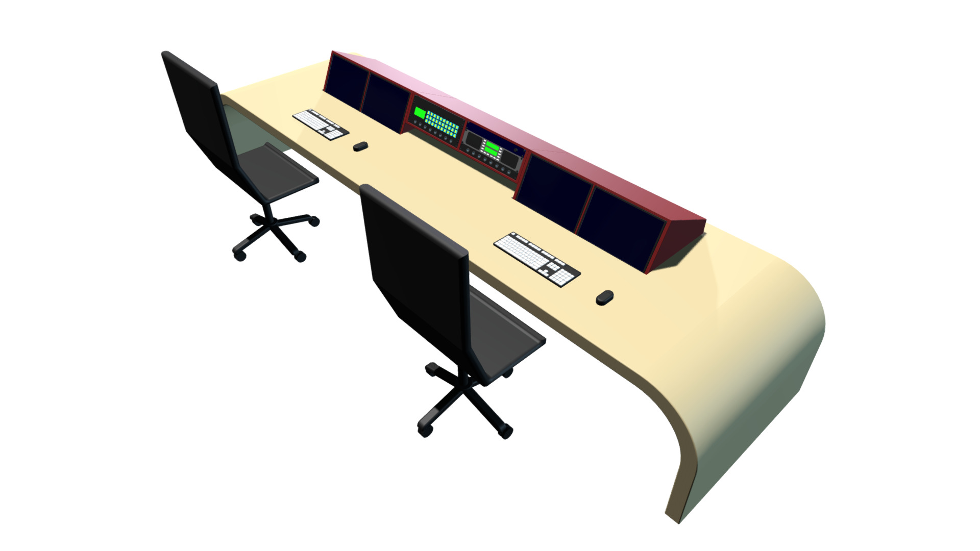 3D model Control Room Desk - This is a 3D model of the Control Room Desk. The 3D model is about graphical user interface.