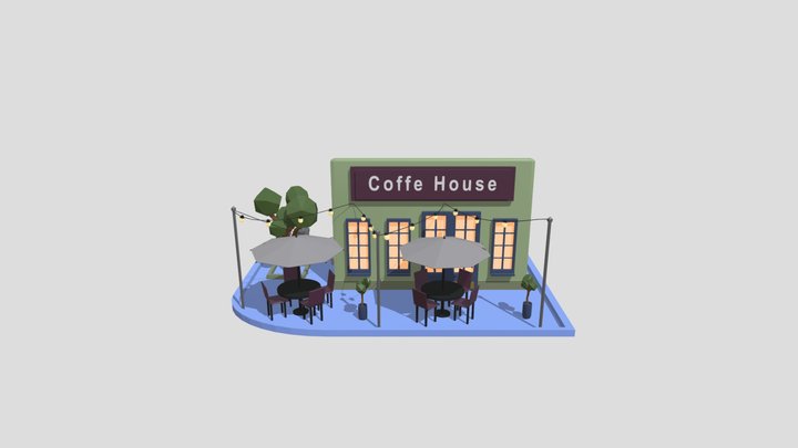Low poly Coffe Shop 3D Model