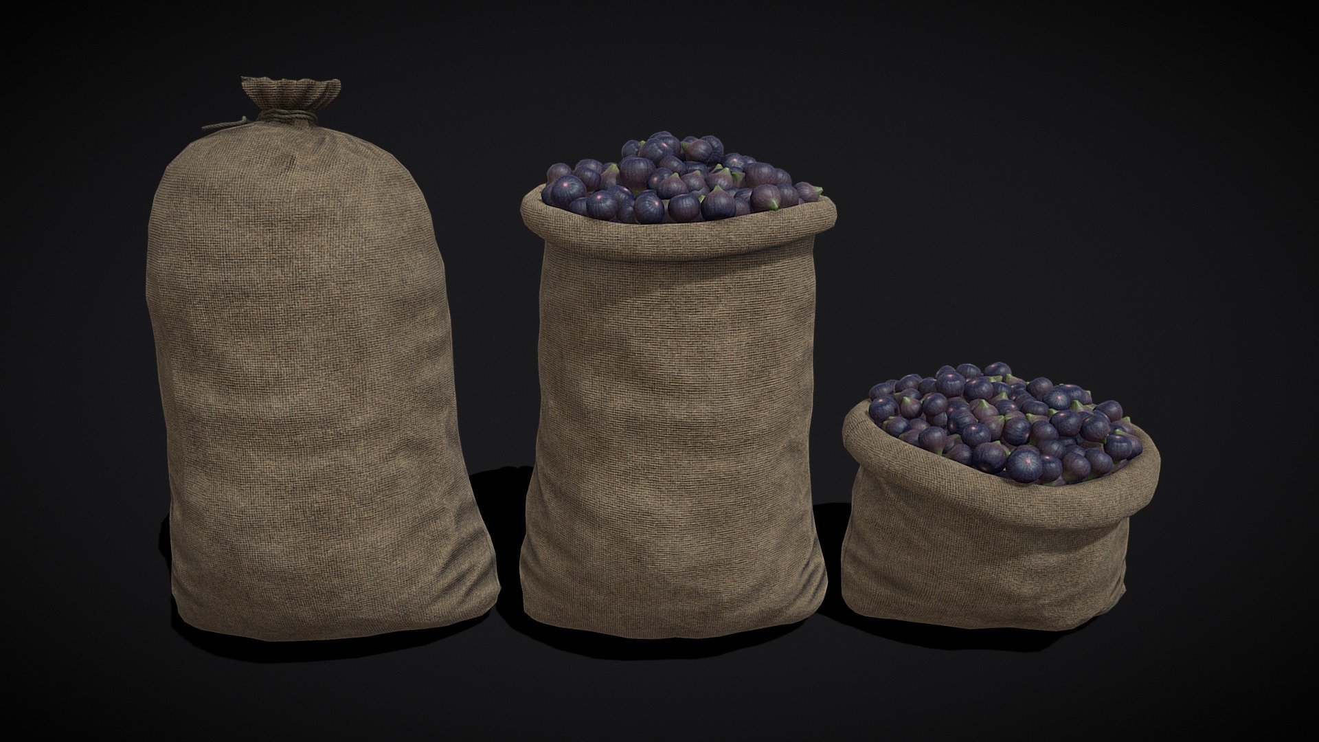 Burlap Sacks of Figs - Buy Royalty Free 3D model by ...