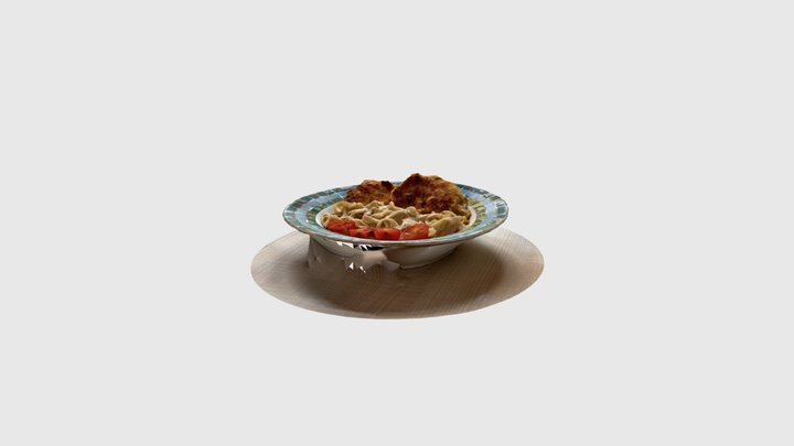 schnitzel with pasta in the bowl free 3d scan 3D Model