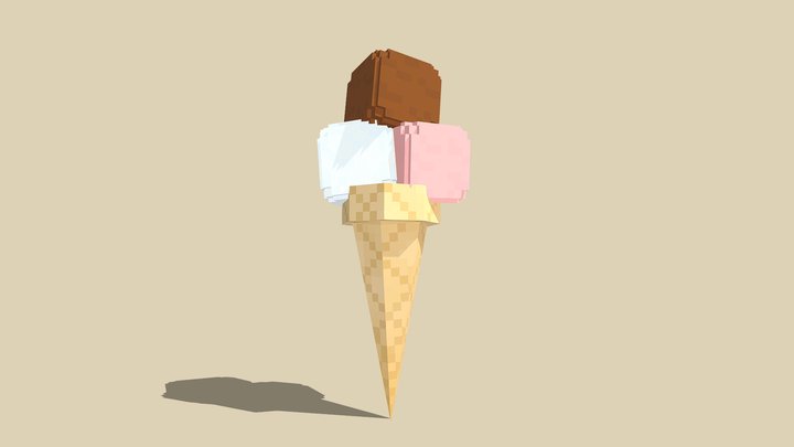 Triple Scoops Ice Cream 3D Model